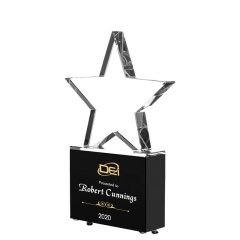 Venta al por mayor K9 Premio de trofeo de estrella de cristal en blanco con base de cristal negro