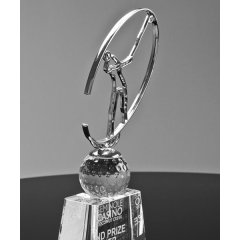 Trophée de cristal de coupe en métal de golf de mode pour la compétition sportive