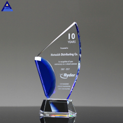 Premio de trofeo de cristal transparente en blanco al por menor personalizado con logotipo