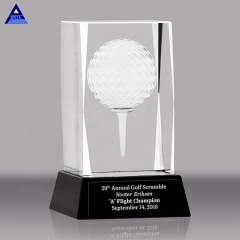 Antikes Design Gravierter 3D-Laser-Golf-Kristallwürfel K9-Kristallwürfel mit schwarzer Basis