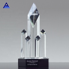 Trophées et récompenses uniques en cristal d'obélisque Personnalisez les cadeaux de récompenses de service