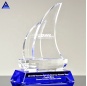 Fine Quality Custom Blue Faceted Crystal Sailboat Leadership Award