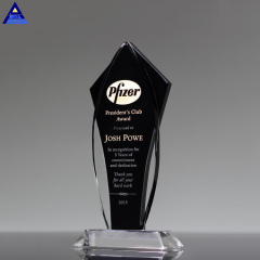 Venta al por mayor de placas de premio de muestra de cristal de negocios K9 trofeo de placa de premios de cristal en blanco negro