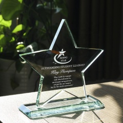 Trofeo de cristal K9 artesanal de recuerdo personalizado, trofeos de cristal de estrella grabados