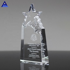 Trophées et récompenses en cristal d'étoile de conception faite sur commande bon marché en gros avec le logo gravé