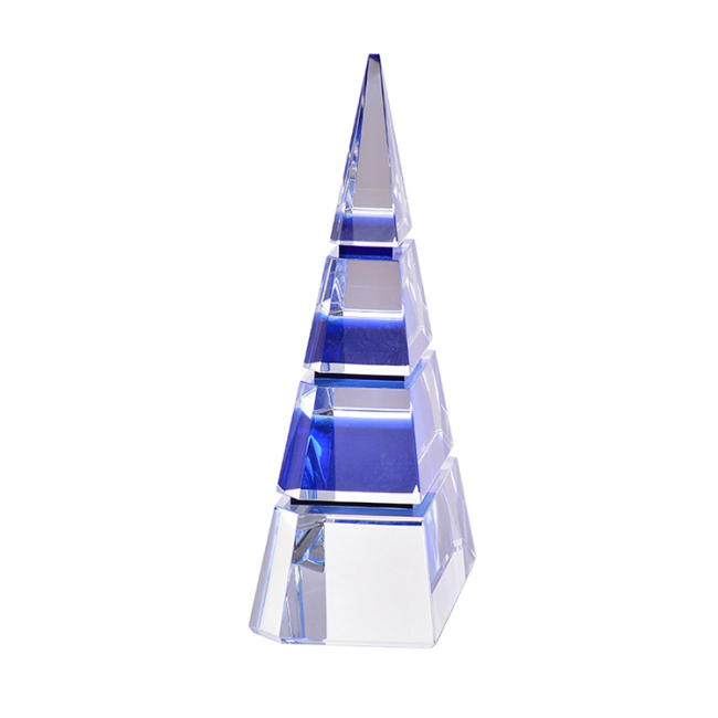 Cheap Beauty Best Design Clear Multi-Layered Triangle Crystal Trophy For Business Gifts