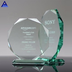 Pujiang Factory Supply Shield Octagon Shape Jade Glass Awards/Premio de trofeo de vidrio barato al por mayor/Medalla en blanco de vidrio