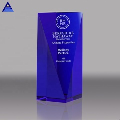 Trofeo de cristales Goldwell azul al por mayor del fabricante para impresión UV o grabado láser
