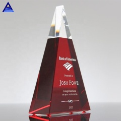 3D Laser K9 Exemplary Red Glass Crystal Pyramid Paperweight