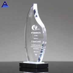 Premios personalizados de vidrio de llama de acrílico de incendios forestales en blanco claro de chorro de arena