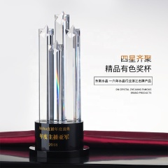 Trofeo de obelisco de cristal de estrella de pentagrama personalizado barato al por mayor Premios de cristal de pico de hielo