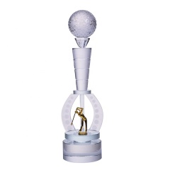 Modifique el premio al por mayor de moda del trofeo del golf del metal de los premios del cristal para requisitos particulares para el regalo del recuerdo