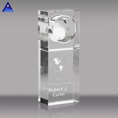 Vente en gros Globe Crystal Trophy Awards Cadeaux d'artisanat en cristal personnalisés