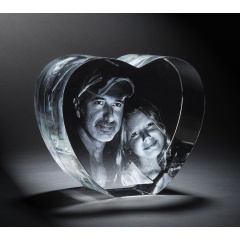 2021 Crystal Blank 3D Laser Cadeau de mariage en forme de coeur Bloc de cristal photo 3D