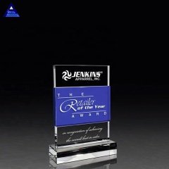 Trofeo de cristal de esmalte de color de ascenso de zafiro barato personalizado con base en blanco