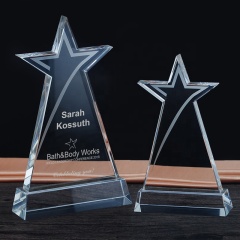 Nuevo diseño personalizado grabado estrella diamante trofeo cristal placa K9 cristal trofeo premio