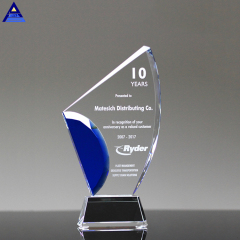Premio de trofeo de cristal transparente en blanco al por menor personalizado con logotipo