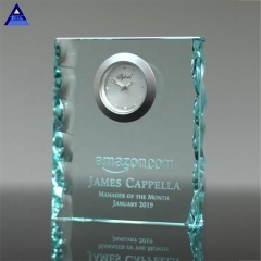 Horloge en verre en cristal de bord de perle de jade de cadeau promotionnel bon marché pour des affaires