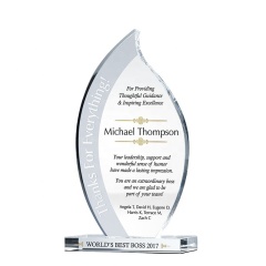 Kostenlose maßgeschneiderte gravierte Blank Crystal Flame Award Kristallglas-Plakette-Trophäe