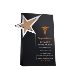 2021 New Black Crystal Award Médaille étoile à cinq branches biseautée en cristal noir Trophée en cristal sablé