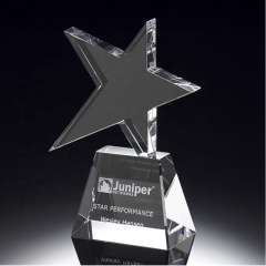Premios de cristal de estrella de trofeo de cristal de pentágono de diseño único