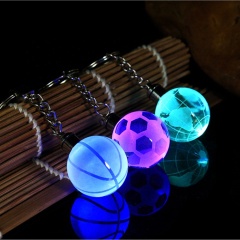 Kristallkugel 3D graviert Schlüsselanhänger Ring Schlüsselanhänger Schlüsselanhänger LED Glühen Anhänger Geschenk