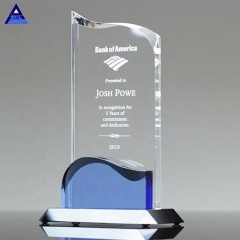 Trofeo de premio de cristal de onda luminosa con forma de llama de regalo de recuerdo y negocio barato
