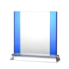 Custom Clear Blue Crystal Trophy Plaque With New Design