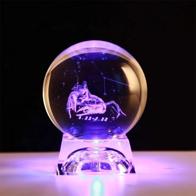 Günstiges schönes Muster 3D-Laser 80 mm 100 mm Kugel K9 Glas Solarkristalle Dragon Balls mit Kristallsockel für Wohnkultur