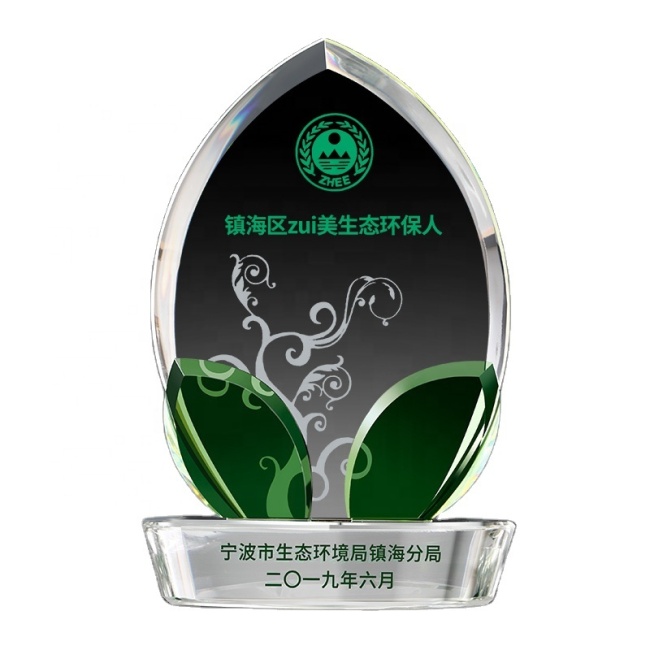 3D Laser Engraved High Quality Clear K9 Crystal Plaque Award Trophy Flame Crystal
