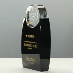Claro personalizado regalo de boda nuevo diseño premio trofeo de cristal negro premio placa de cristal bloque