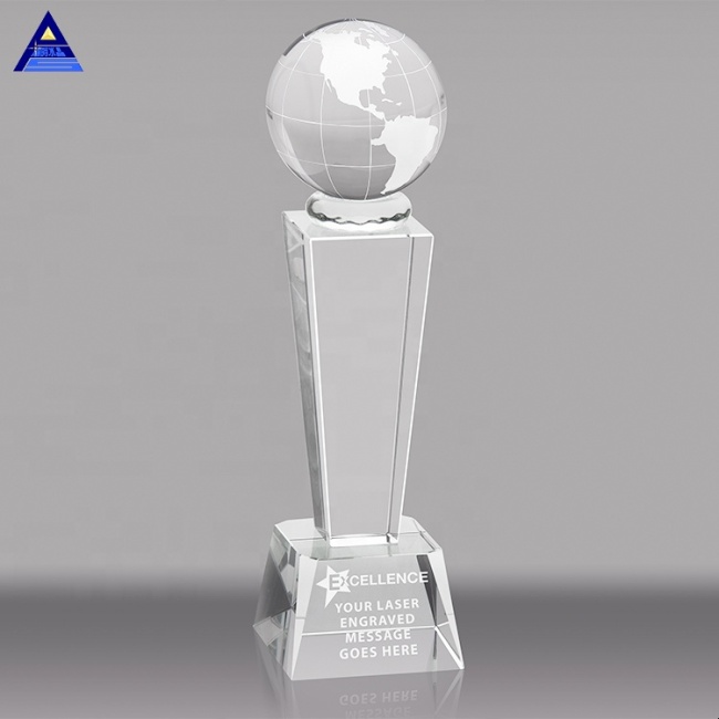 Trophée personnalisé du globe de cristal en verre transparent de la tour Atlantis