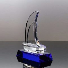 Трофейный кубок Glass Trophies Sport Award Block 3D Cube Blue Crystal Awards