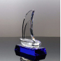 Trophy Cup Glass Trophies Sport Award Block 3D Cube Blue Crystal Awards