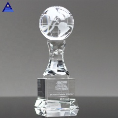 Trophée du globe en cristal clair K9, trophée du globe mondial Anabella environnemental