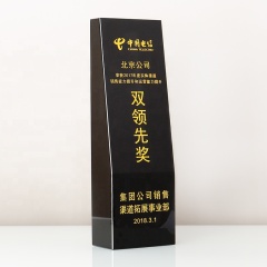 Photo de Logo personnalisé de trophée en verre de cristal biseauté noir K9 blanc en gros pour des Souvenirs de cadeau d'affaires