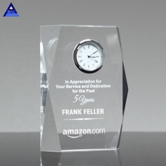 Trophée du prix de l'horloge à facettes carrée en cristal de conception unique