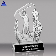 Neues Design Kundenspezifischer 3D-Laser-Golf-Match-Gewinnername mit graviertem Kristallpreis-Trophäen-Souvenir