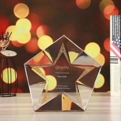 K9 Свадебный сувенирный подарок Хрустальный стеклянный блок / хрустальная звезда в форме пресс-папье Crystal Star Trophy Award