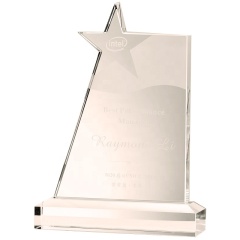 Maßgeschneiderte gravierte Sternform-Kristall-Auszeichnungsplakette Neues Design-Kristalltrophäen-Auszeichnungen Glas-Auszeichnungsmedaillen