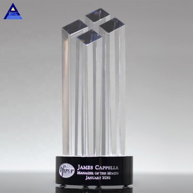 2019 Popular Black Base Towers Crystal Diamond Award for Name Engraving