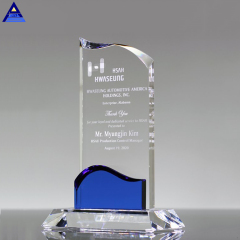 Premio de trofeo de cristal transparente de forma personalizada de venta caliente