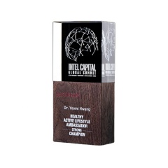 Premio de cristal de alta calidad, placas de trofeos de cristal personalizadas Nobles, premios de escudo de madera