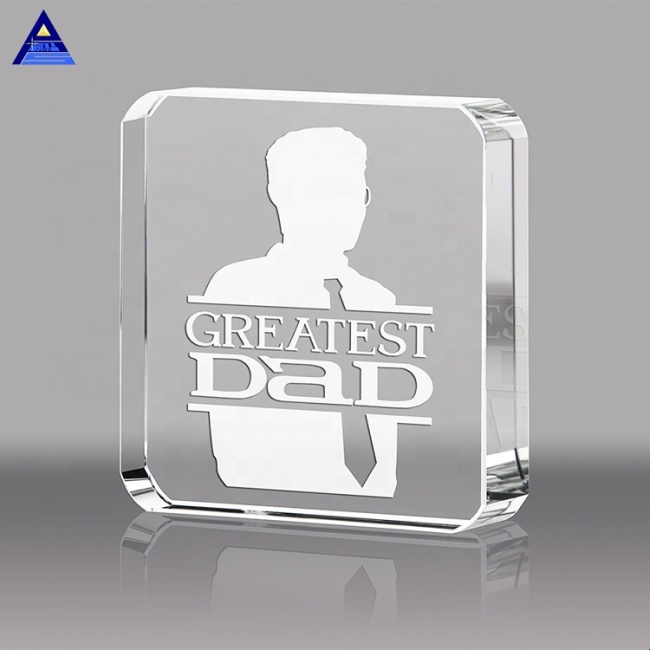 China Wholesale OEM Service Laser Engraving Square Crystal Paper Weight For Business Souvenir Gift