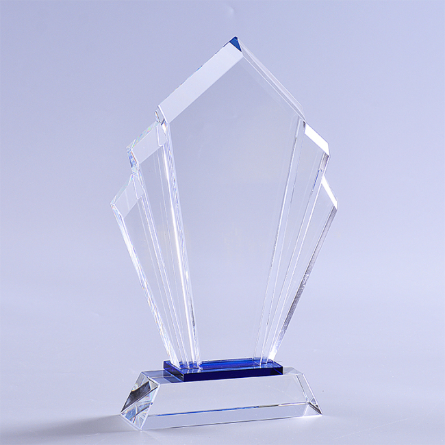 China Factory OEM Service Engraving Rhombic Shape Trophy Blank Crystal Award With Base