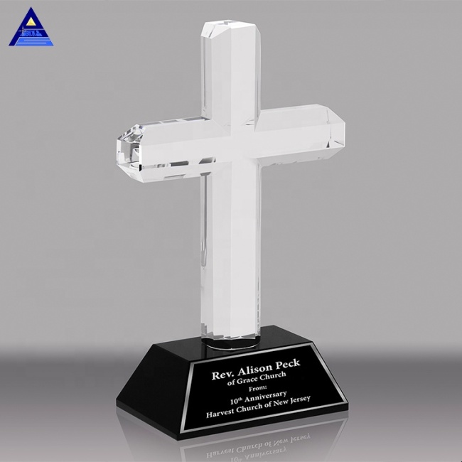 High Quality Factory Wholesale Custom Made K9 Crystal Awards Cross Trophies For Souvenir Gifts