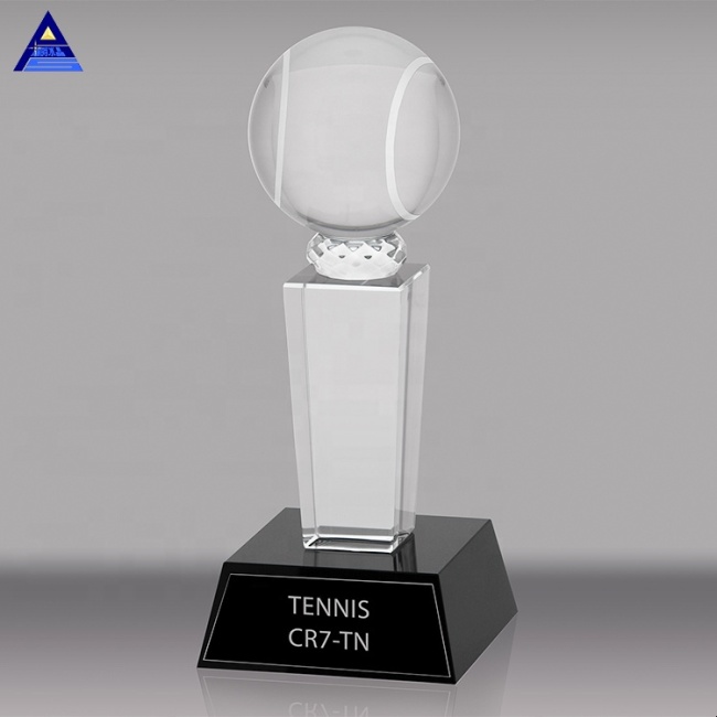 Trofeo de voleibol de cristal K9 con grabado de logotipo personalizado barato al por mayor