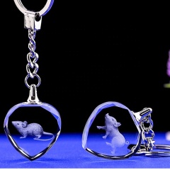 Großhandel Günstige Benutzerdefinierte Auto Logo 3D Laser Graviert Leere Herzform K9 Kristall Led Schlüsselbund für Kristall Geschenkartikel