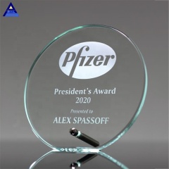Venta caliente láser grabado círculo cristal cristal premio trofeo logro premios para recuerdo