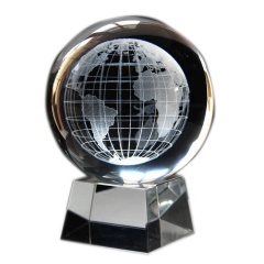 Boule de cristal 3D lune presse-papiers gravé au laser sphère de verre affichage Globe boule de méditation décor à la maison avec support en cristal